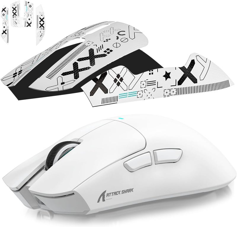 Magic-Refiner Attack Shark Gaming Mouse Anti-Slip Grip Tape,Compatible with X11 Superlight Wireless pc Mouse,Sweat Resistant,Fine Feel,Cut to Fit,Cool Mouse Skins for Video Games/Office/Study(White) - Image 2